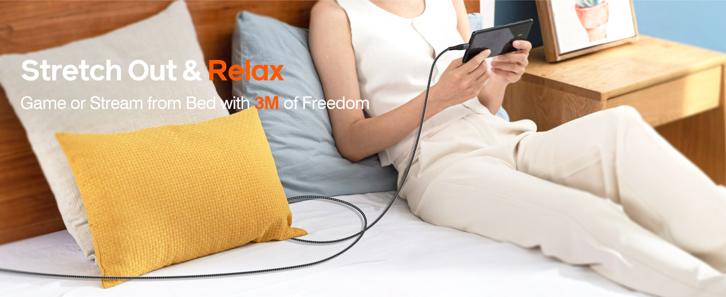 3m long usb c charging cable