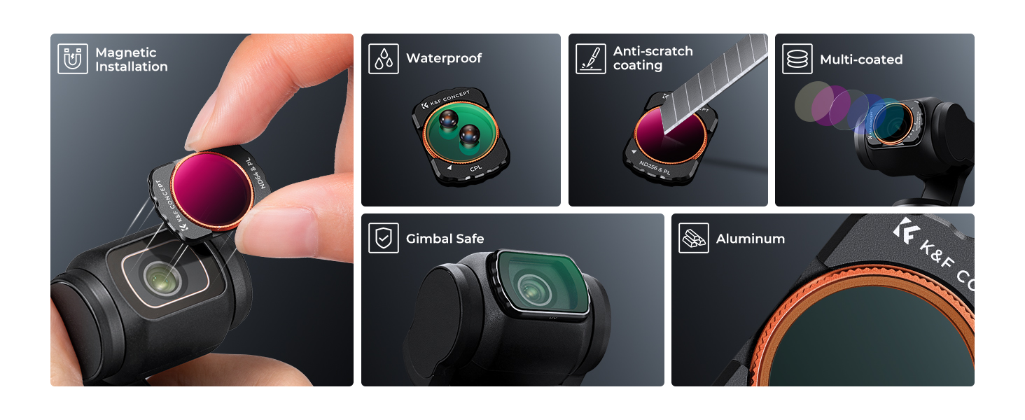 Magnetic nd pl mist wide angle filters for Dji osmo pocket 3