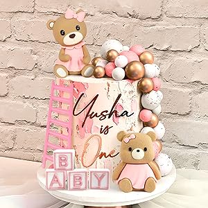 Pink Bear Cake Decorations Bear Baby Shower Cake Topper Bears Cake Toppers
