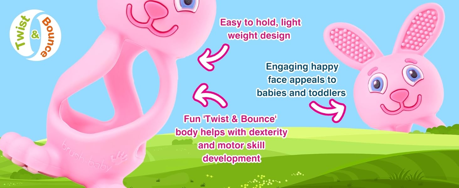 Happy, bouncy, teething bunny