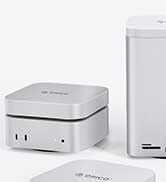 ORICO MiniDock and Stand Compatibility with Mac Mini M4, 10-in-1 Aluminum Hub with M.2 SSD Enclos...