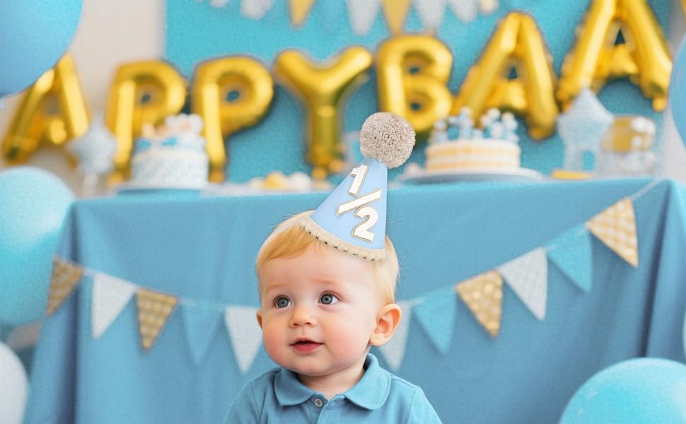 Half Birthday Hat Pink 1/2 Birthday Hat Crown Half-Year-Old Decoration Party Supplies