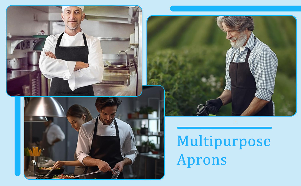 18 black bib aprons with two pockets for chefs