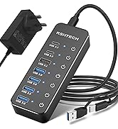 RSHTECH 60W Powered USB 3.2 Hub, 11-Port USBC Hub with 10Gbps Data Port (2C+1A), 7 x USB 3.0 Port...