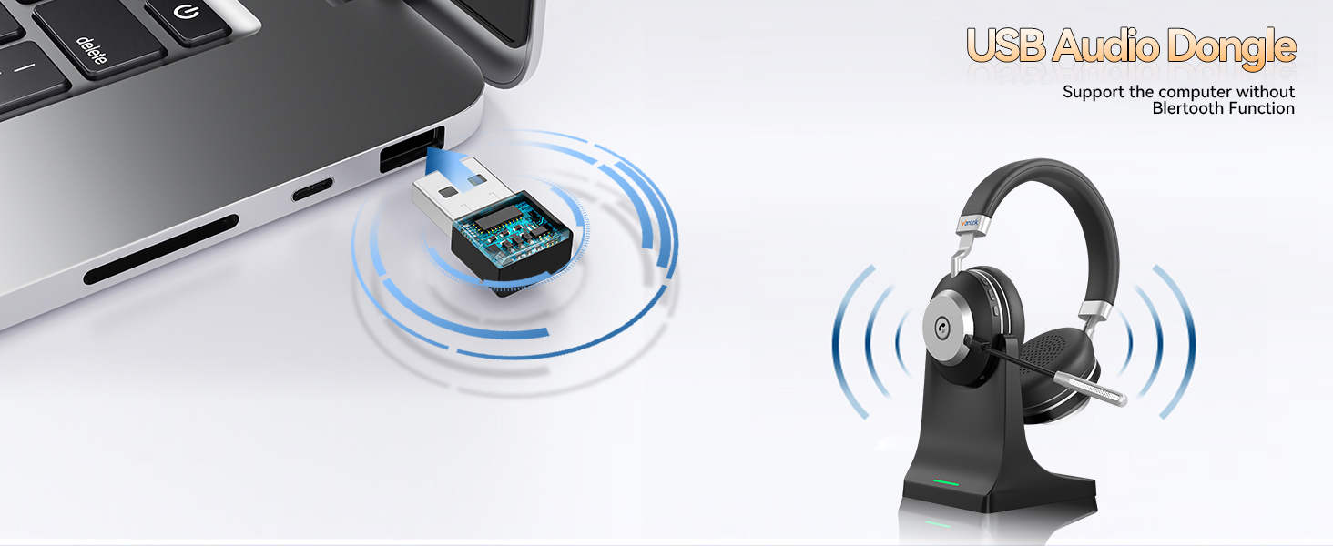 wireless headset microphone usb bluetooth AI Noise Cancelling with stand