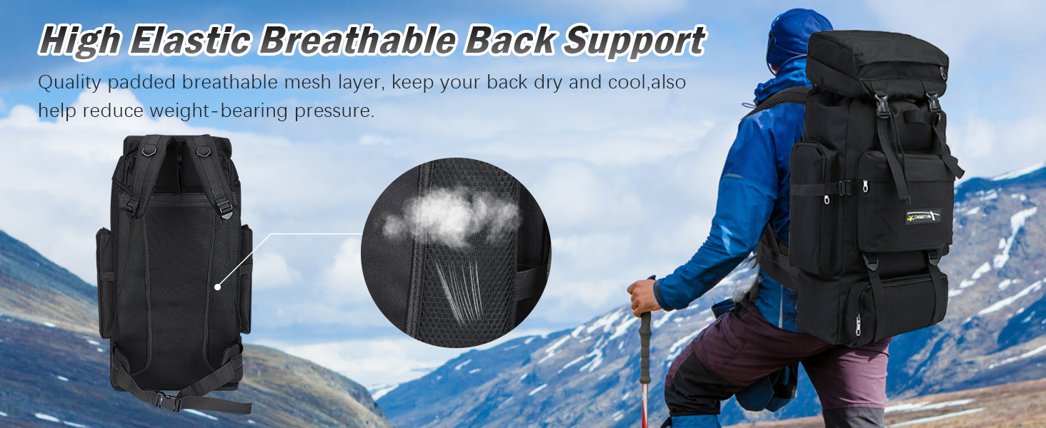 70L Waterproof Hiking Camping Backpack