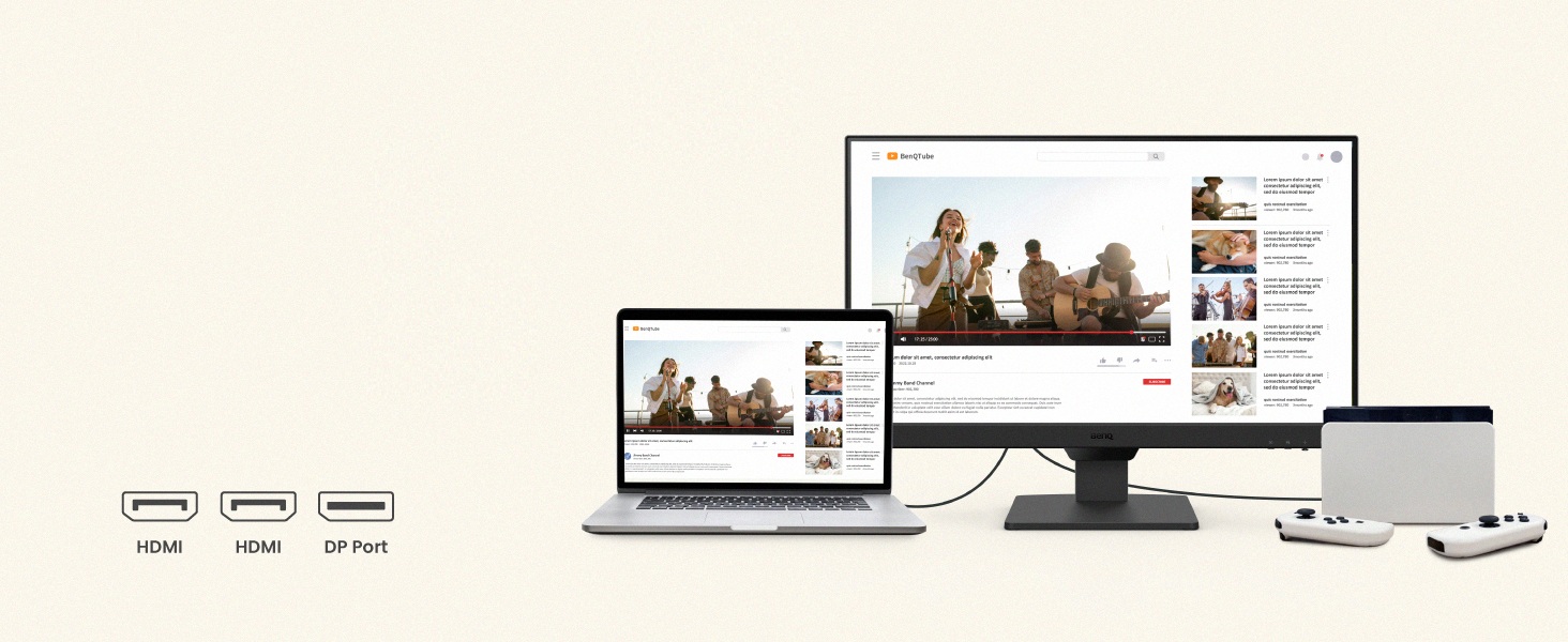 benq home monitor gw2490e comes with 2 hdmi and dp ports for multiple input sources