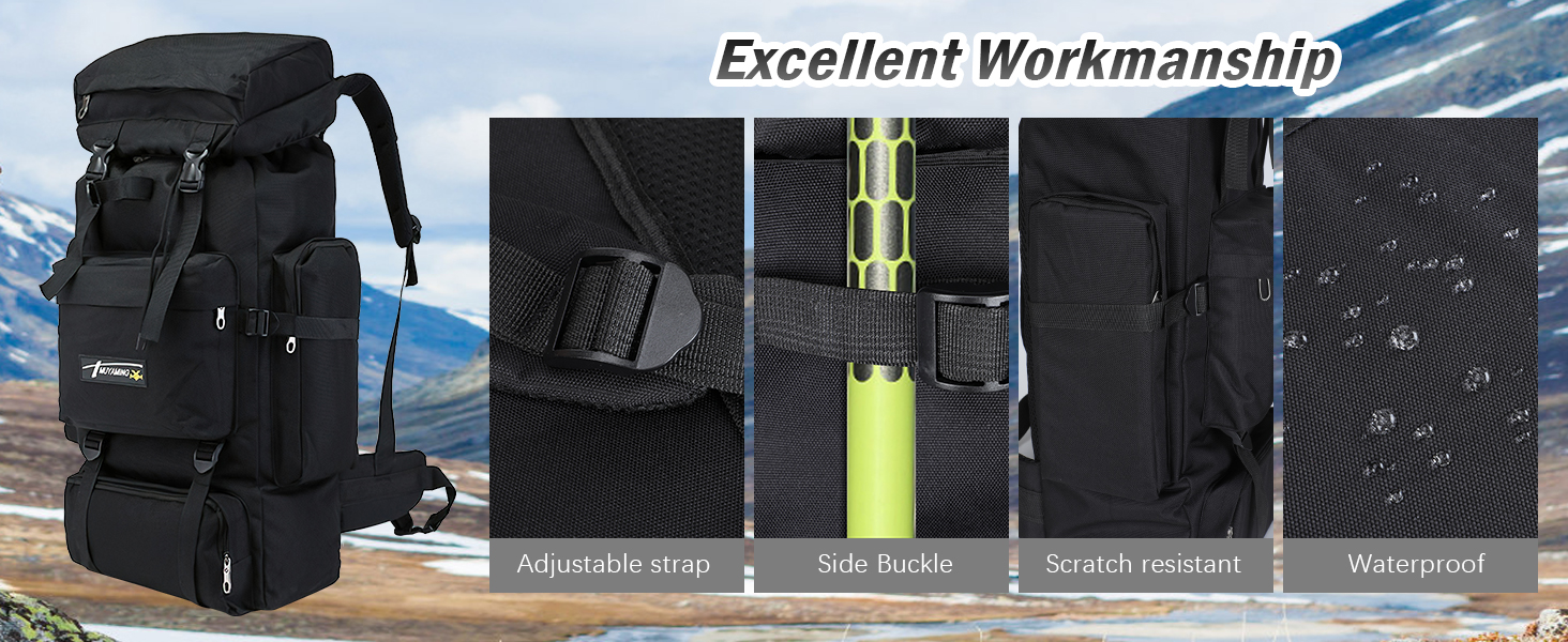 70L Waterproof Hiking Camping Backpack