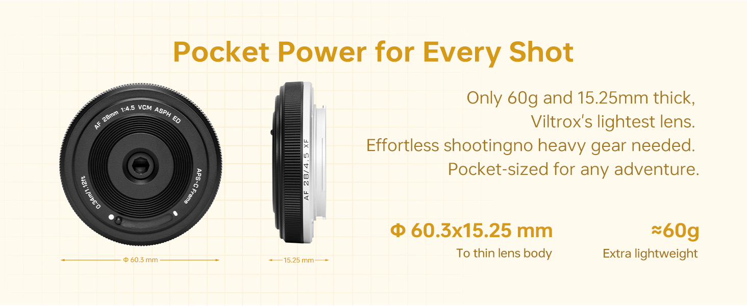 VILTROX 28mm F4.5 XF Lens Pancake X-Mount Lens