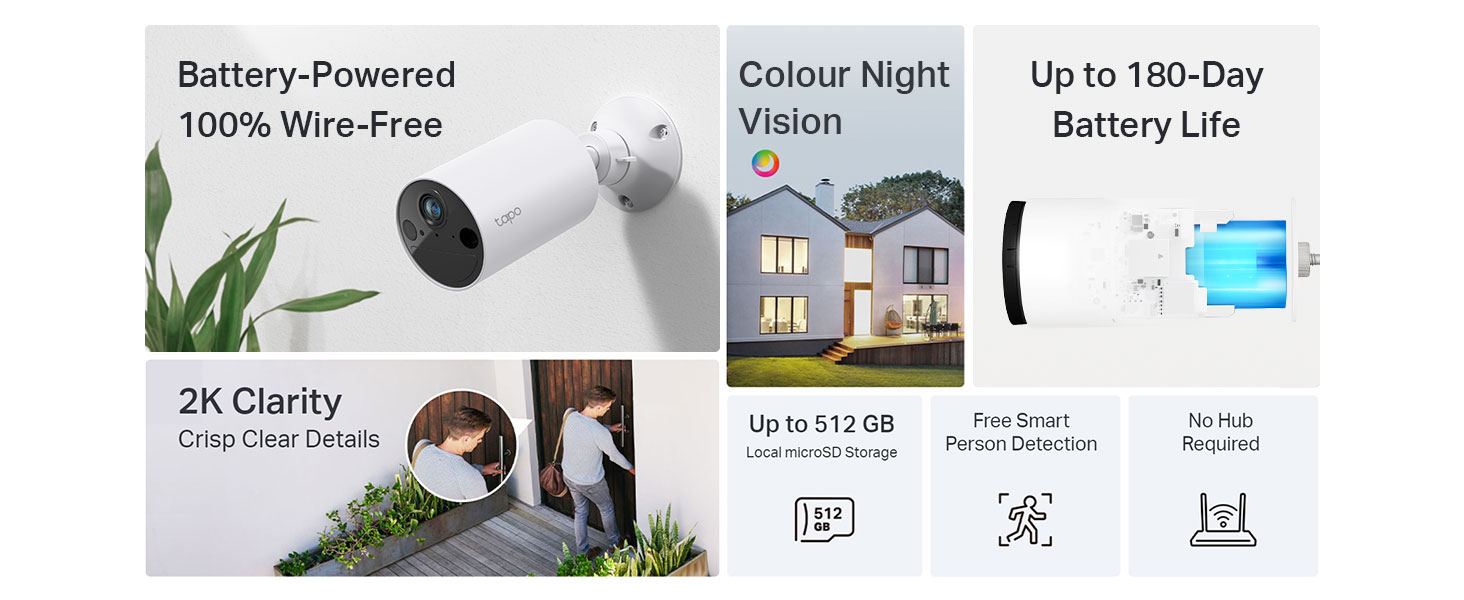 Smart Wire-Free Indoor/Outdoor Security Camera, Superior 2K Visuals, Wire-Free