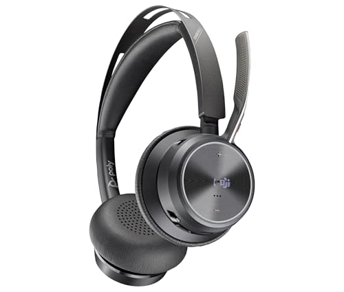 POLY Voyager Focus 2-M USB-C-C Headset USB-C/A Adapter Customer Special 1- Connection via Bluetooth - Noise cancellation; Smart sensor technology; Dynamic mute alert - Black