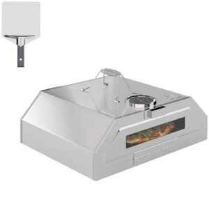 Outsunny 8 in Portable Stainless Steel BBQ Grill Top Pizza Oven with Built-in Thermometer and Viewing Window for Gas and Charcoal BBQ Grills