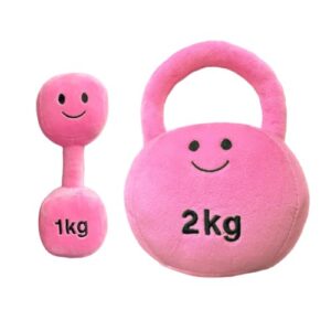 Plush Toy Dumbbell and Kettlebell Set - Baby Rattle - Suitable for Newborn Babies - Plush Toys for Babies Infant Girls Boys Baby Gift - Sensnory Toy (Candy Château Pink)