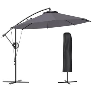 Outsunny 3(m) Garden Cantilever Parasol with Cover and Wind Protection Strap