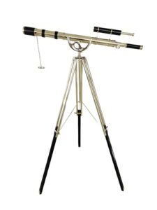 Vintage Floor Standing Brass Telescope Shiny Brass Finish Black Leather Adjustable Tripod Telescope 65'' Nautical Maritime Handmade Design Antique Handicraft for Home Deco