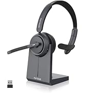 Nuroum Wirless Headset with Microphone, Noise Cancelling Mics for Work, V5.3 Multi-Point, Chargin...