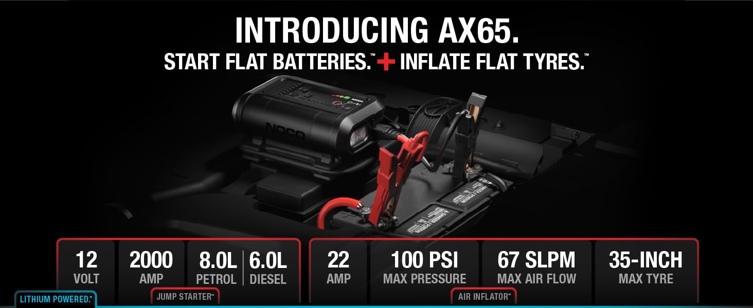 introducing the AX65 air jump starter and tyre inflator portable air compressor combo