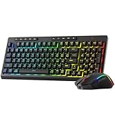 Redragon BS141 Gaming Keyboard & Mouse Combo, 98 Keys K515 Wired RGB Membrane Keyboard and Wired ...