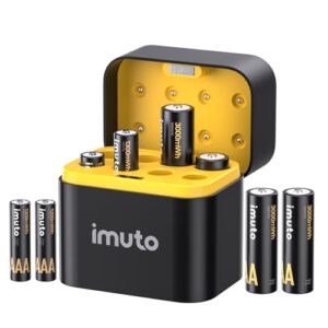 imuto Rechargeable 4 AAA and 4 AA Batteries Lithium with Charger