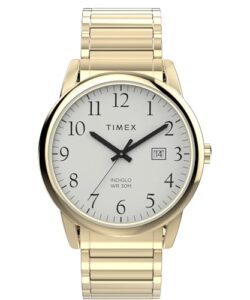 Timex Men's Easy Reader 40 mm Watch - Gold-Tone Stainless Steel Expansion Band White Dial Gold-Tone Case TW2W52