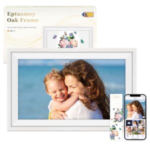 Digital Photo Frame Oak Wood 15.6 Inch Large Wifi Digital picture Frame with 32GB Storage