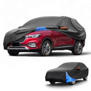 All-Weather Waterproof Car Cover - UV-Resistant Outdoor Full Exterior Protection for mg HS 2018-2023 210D-PU Black Blue with Right Side Zippe