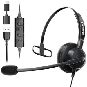 Arama USB Headset with Microphone Noise Cancelling for PC
