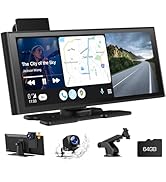 HOTPEAK 9 inchs Wireless Carplay Screen for Car with 2.5K Dash Cam, 1080p Backup Camera, Portable...