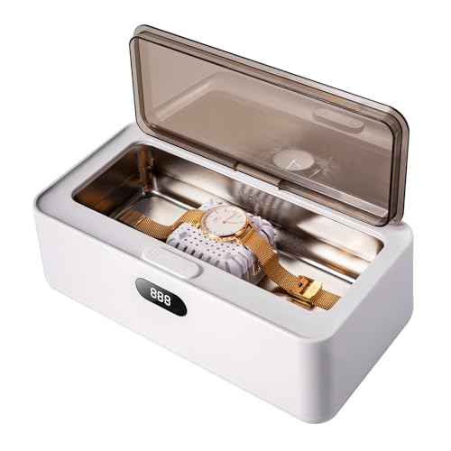 Ultrasonic Jewellery Cleaner 500ML Professional Ultrasonic Cleaner with Basket and 5 Time Settings 45000Hz Jewellery Cleaner Ultrasonic Machine for Glasses Rings Dentures Watches Coins Tools