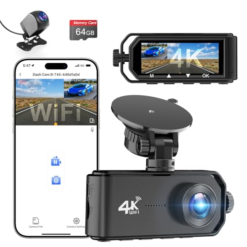 CHORTAU 4K Dash Cam Front and Rear Camera