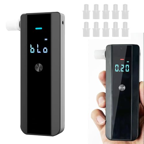 WeiguoIOT Breathalyser Alcohol Tester Breathalyzer with 10 Mouthpieces Alcohol Detector Breathalysers LCD Display for Home & Professional Use