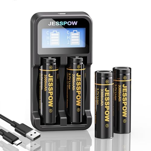 3300mAh High Drain 3.7V 18650 Rechargeable Battery Flat top with Charger