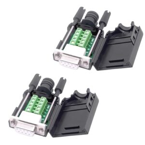 DB9 Solderless Connector Breakout Board RS232 D-SUB 9 Pin Serial Adapter Terminal Block with Case-2Packs (Female)