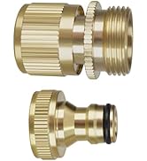 KETTOYA 1 Pair Garden Hose Accessories, 3/4 inch Female Thread Quick Connector & 3/4 Male Thread ...