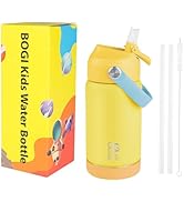 BOGI Kids Metal Water Bottle with Straw, 350ml Kid Stainless Steel Water Bottle for School Leak P...