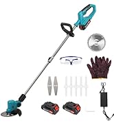 Bigougem Cordless Lawn Mower, Lightweight Electric Weed Eater, 21v 2000mah 3 in 1 Wheeled Grass T...