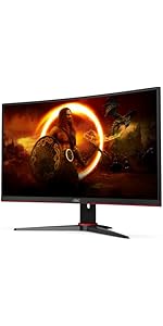 AOC Gaming C27G2E/BK Monitor | 27 Inch | 1920 x 1080 | 165Hz | 1500R Curved | G-Menu, Tilt | HDMI...