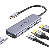 USB C Hub with Ethernet - Newmight 7 in 1 Type C Adapter with HDMI 4K, 2 USB 3.0, 1G Ethernet,...