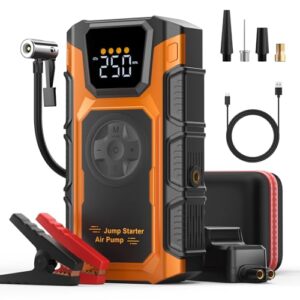 Jump Starter Power Pack 8 in 1 4500A Car Battery Booster Jump Starters with Air Compressor Portable 150PSI Cordless Tire Inflator