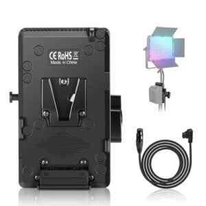 NEEWER V Mount Battery Plate with Super Clamp Mount Pole Holder and D Tap to 4 Pin XLR Cable for Continuous Video Lighting Power Supply Only PL60C LED Video Light