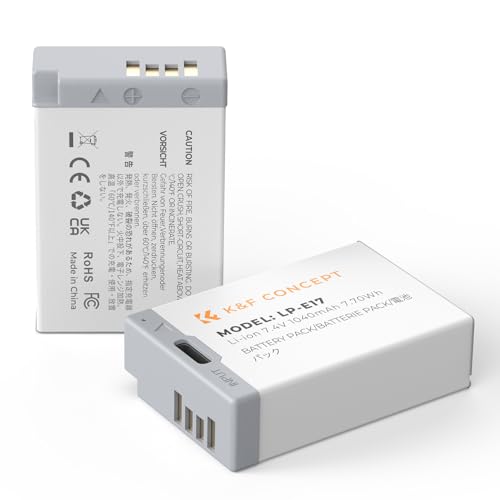 K&F Concept 2 Pack LP-E17 Battery 1040mAh with USB-C Port