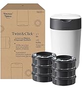 Tommee Tippee Twist and Click Advanced Nappy Bin, Exclusive Pack including 2x Refill Cassettes, G...