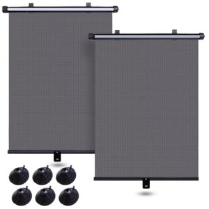 My DIY Car Window Shades - Universal Fit Car Sun Shade made with Sunblock + UV Protection Material - Easy to Use Car Sunshade Curtains Roller Blinds for Blocking Mosquito (Pack of 2)
