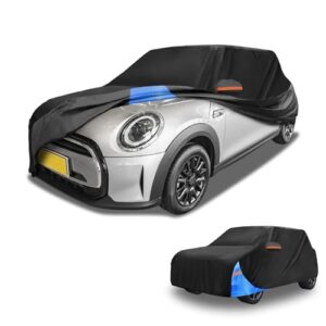 Partuto All-Weather Waterproof Car Cover - UV-Resistant Outdoor Full Exterior Protection for Mini Cooper 4DR 210D-PU Black Blue with Right Side Zippe