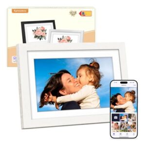 Eptusmey Digital Photo Frame WiFi Built-in 32GB 10.1 Inch Digital Picture Frame Oak Wood with 1280x800 HD IPS Touchscreen