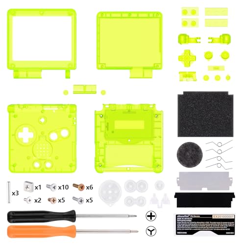 eXtremeRate IPS Ready Upgraded Clear Lime Green Custom Replacement Housing Shell for Gameboy Advance SP GBA SP – Compatible with Both IPS & Standard LCD – Console & Screen NOT Included