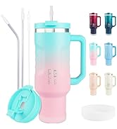 BOGI 40oz Tumbler with Straw and Lid,Leakproof Travel Mug with Handle,Double Walled Stainless Ste...