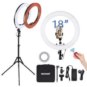 NEEWER Ring Light Kit: 18"/45cm Outer 55W 5600K Dimmable LED Ring Light