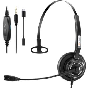 Arama 3.5mm/USB-C Jack Headset with Microphone Noise Cancelling