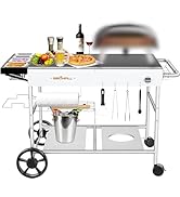 GFTIME Stainless Steel Barbecue Table Grill Trolley with 3 Levels, Pizza Oven Stand, Grill Table for Outdoor Use.